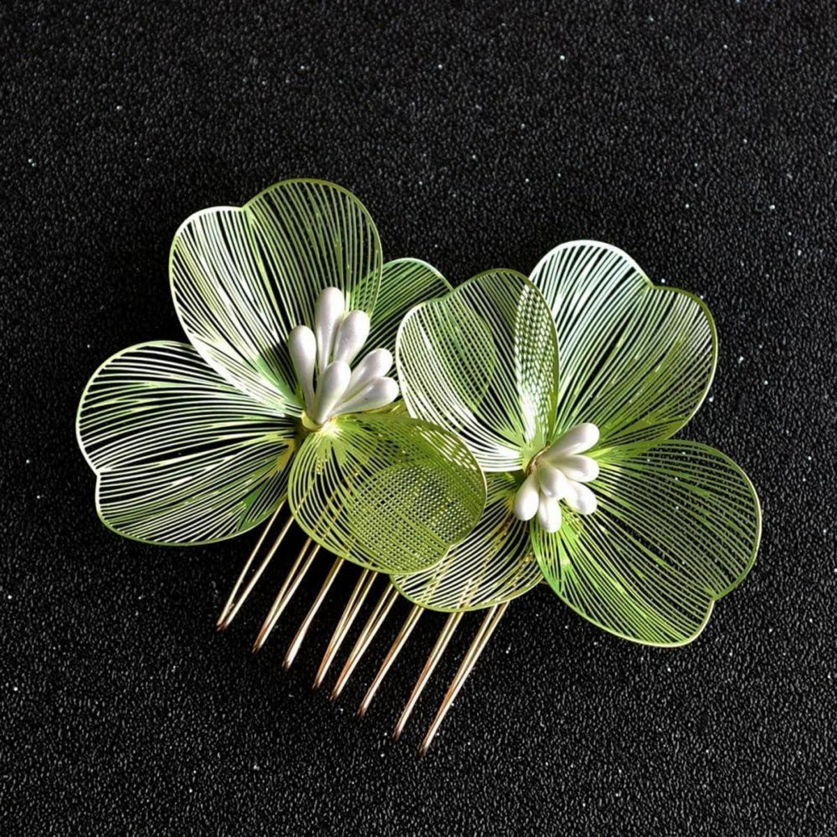 HAARKAMM 4er Set 7 x 6 cm Grün - Grün, Metall (6/1/7cm)