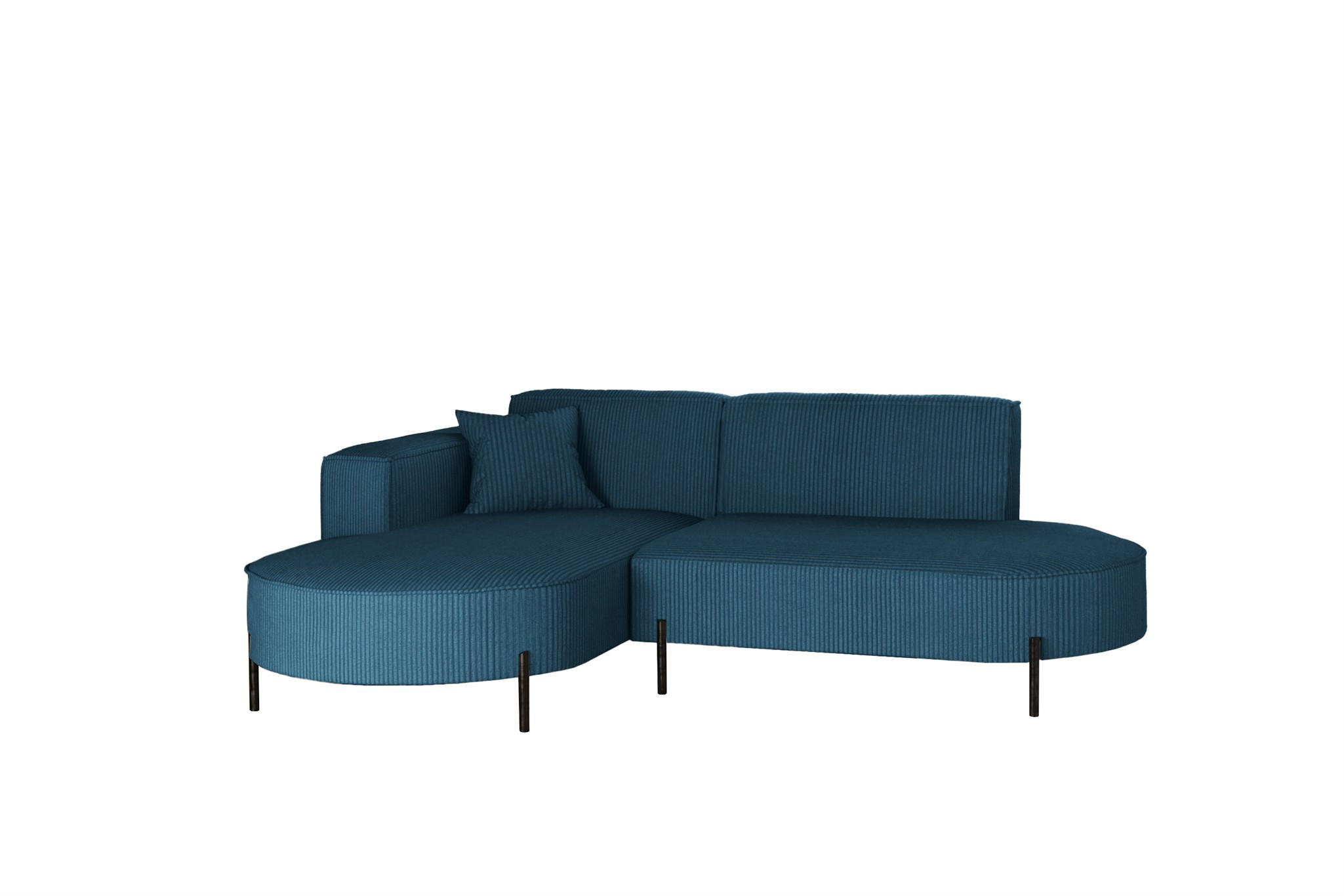 ECKSOFA Valencia Xs - Blau, Holzwerkstoff/Textil (236/165cm) - Fun Möbel