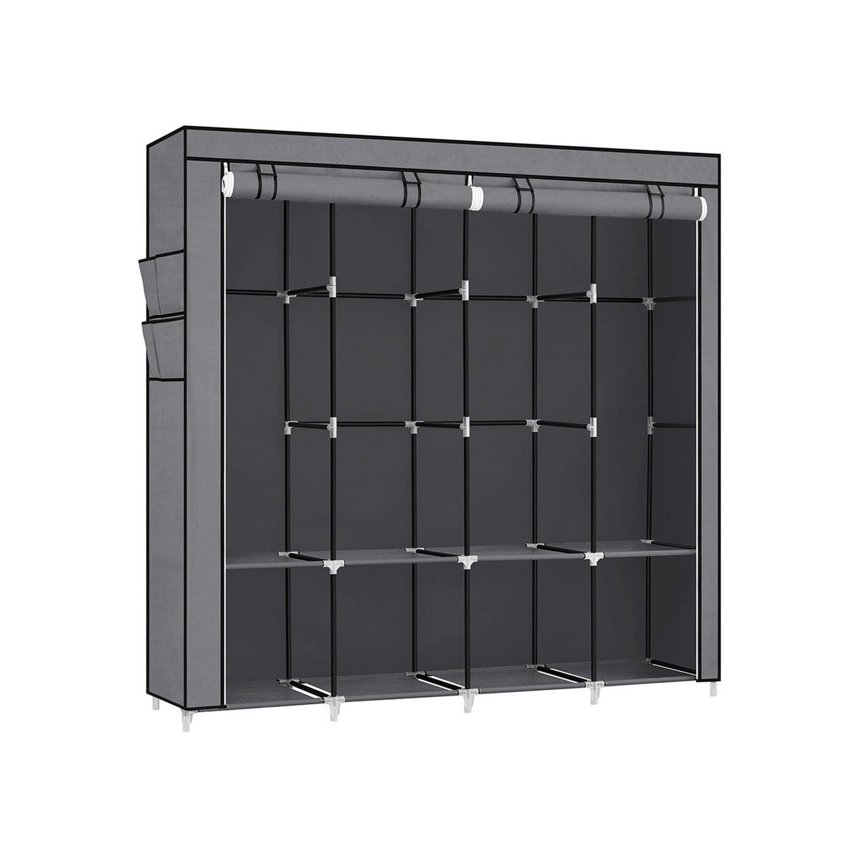 STOFFSCHRANK BISSAU - Grau, Kunststoff (170/167/45cm) - Hansiro