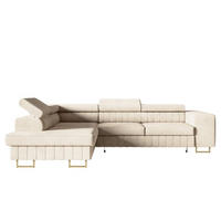ECKSOFA Beige NOLA Matt Velvet Linke Seite Goldene Beine - Beige, Textil (274/203cm) - Sepro Meble