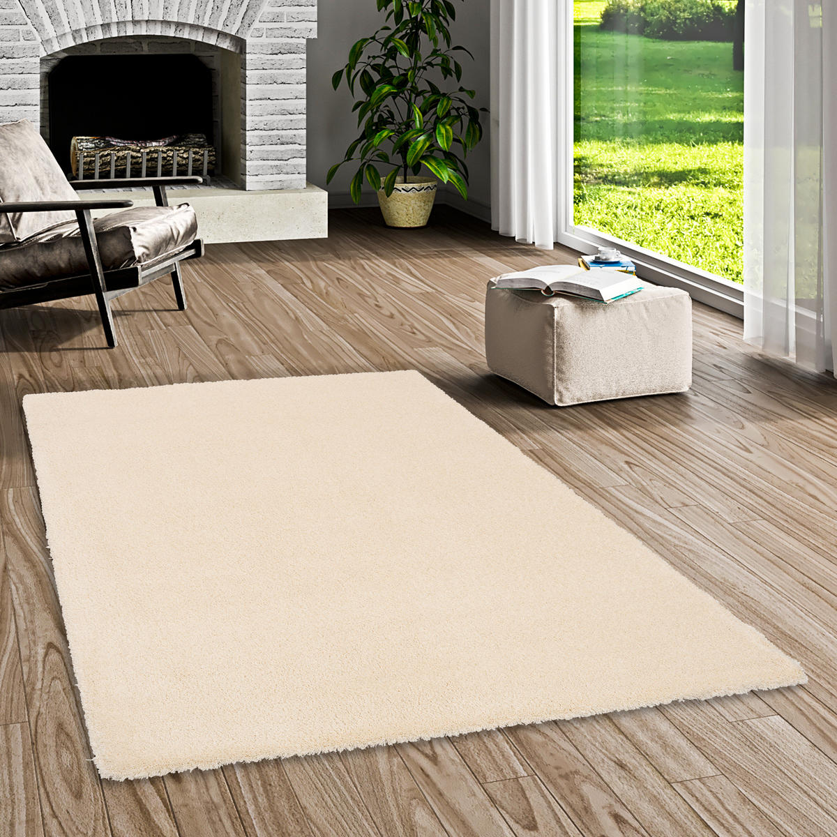 LUXUS HOCHFLOR LANGFLOR TEPPICH HARMONY - Creme, Textil (100/400cm) - Snapstyle