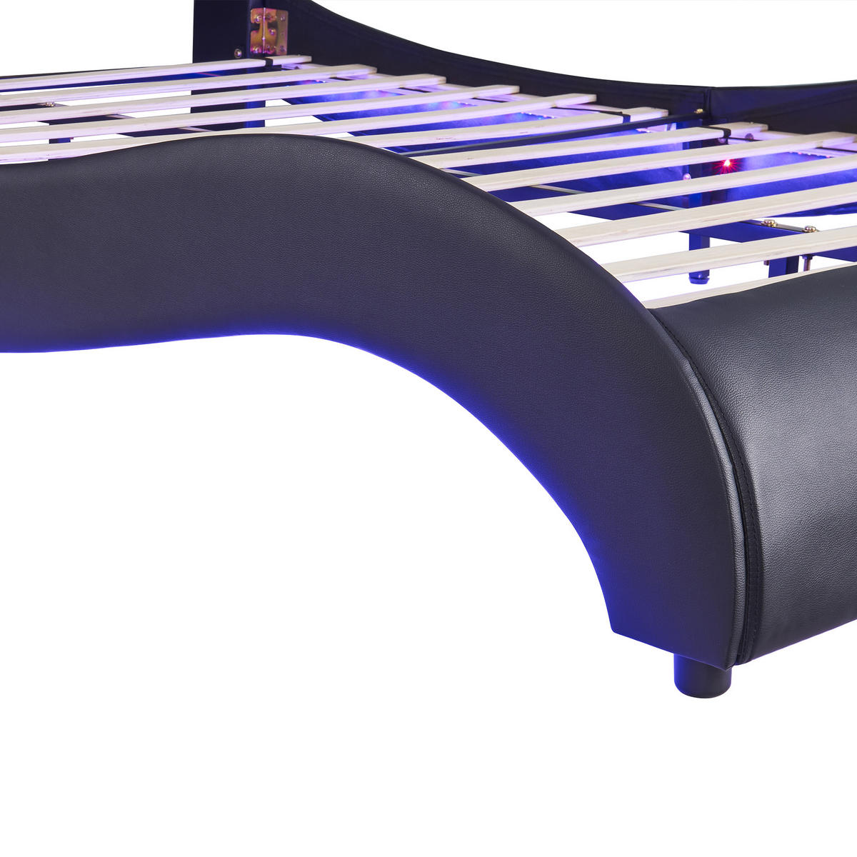 POLSTERBETT 140/200 cm Kunstlederbett mit LED-Beleuchtung und stabilem Rahmen Schwarz - Schwarz, Kunststoff (140/200cm) - OKWISH