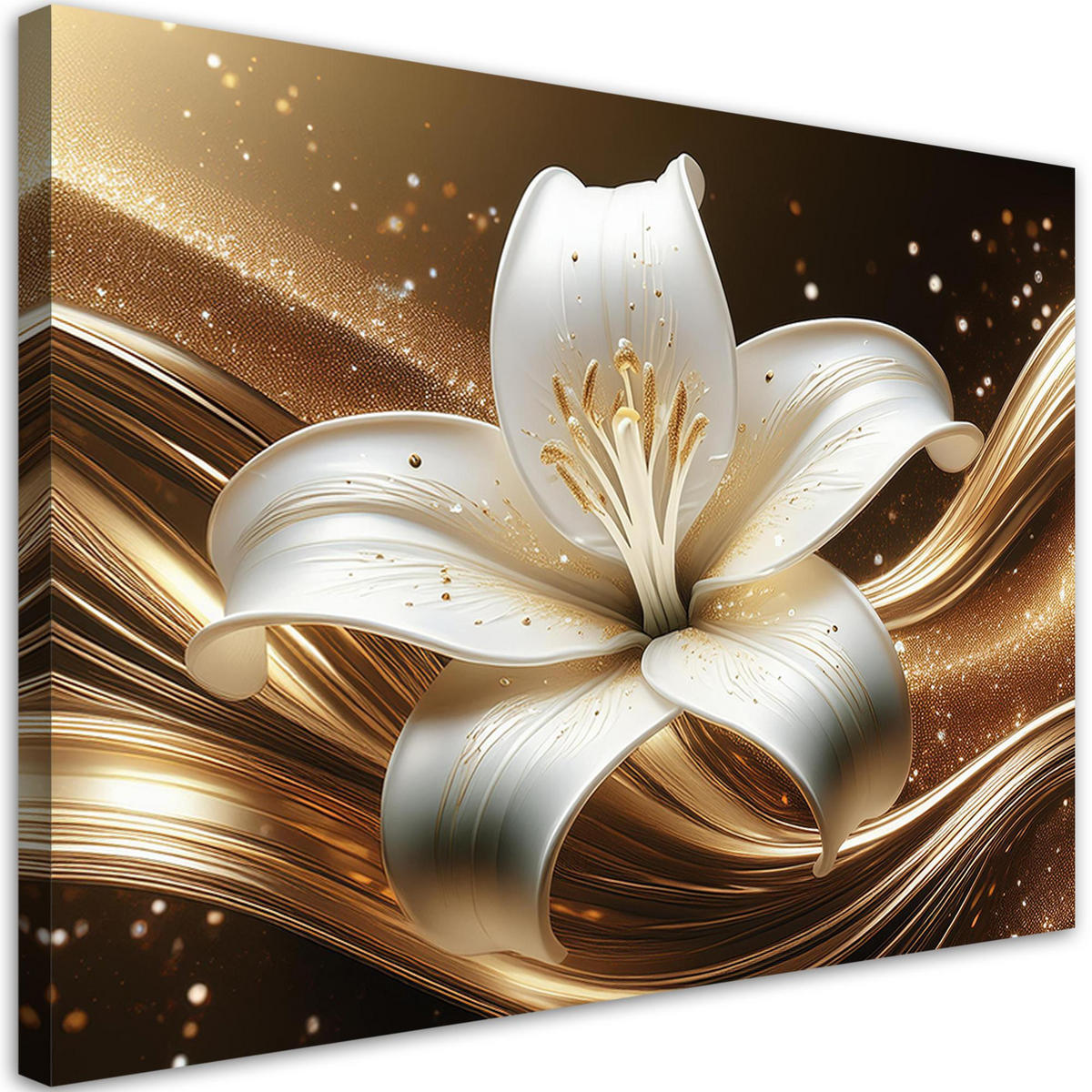 WANDBILD lilie blume gold - Goldfarben, Textil (60/40cm) - Feeby