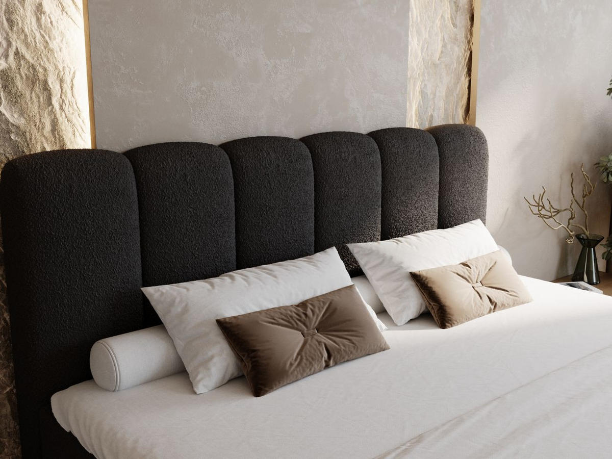 BOXBETT Cloud 200x200 Bouclé-Stoff Schwarz - Schwarz, Holz/Textil (200/200cm) - Graingold