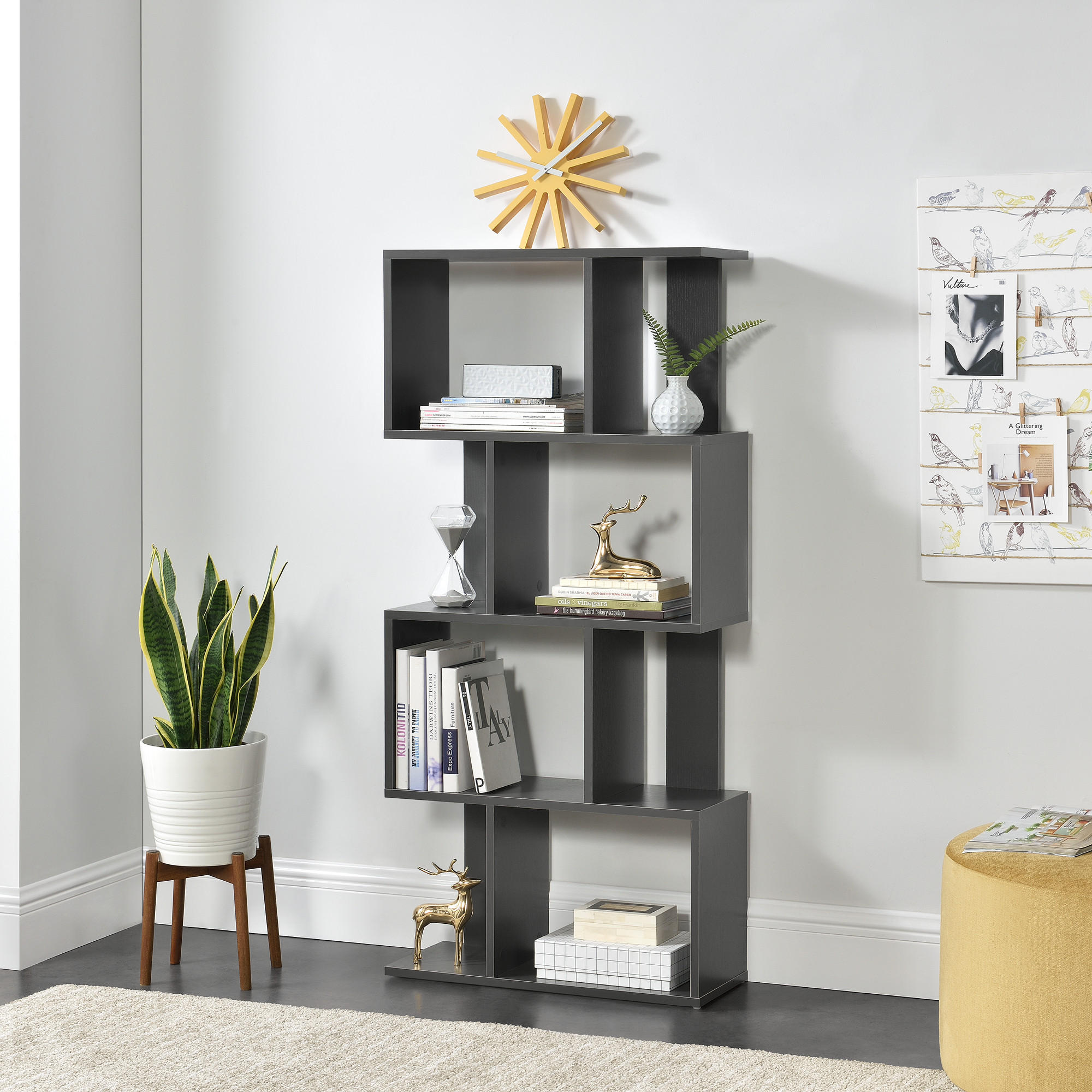 BÜCHERREGAL Brattahlid - Dunkelgrau, Holzwerkstoff (60/130/24cm) - [en.casa]