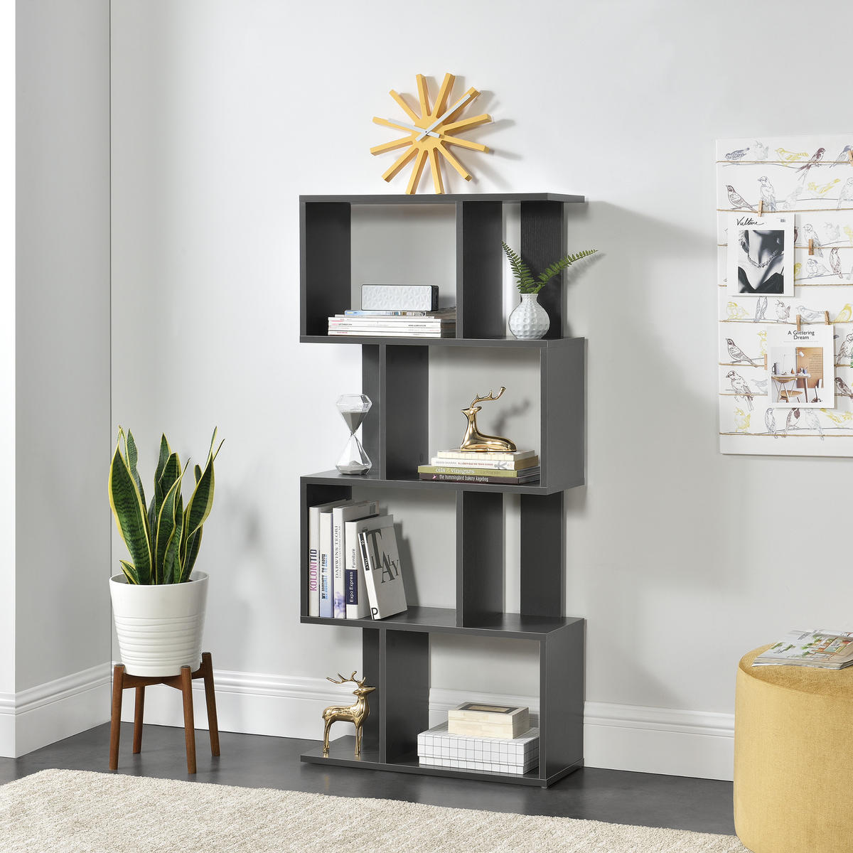 BÜCHERREGAL Brattahlid - Dunkelgrau, Holzwerkstoff (60/130/24cm) - [en.casa]