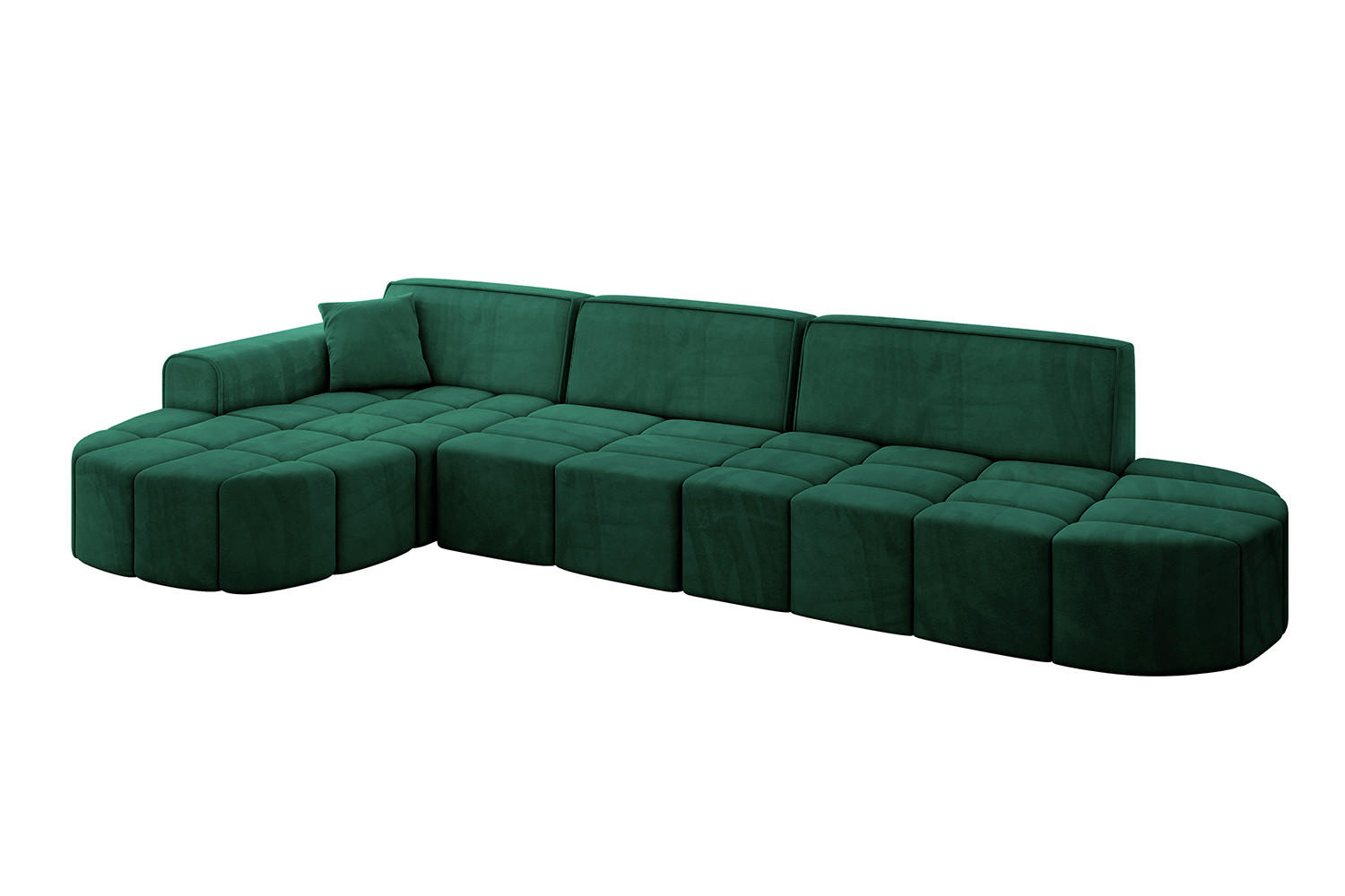 ECKSOFA Ottomane Links LIVO-L2 - 337x173x79,5 cm Dunkelgrün - Grün, Holzwerkstoff/Textil (337/173cm) - ALTDECOR