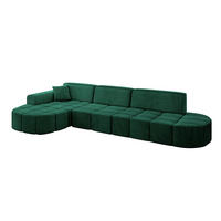 ECKSOFA Ottomane Links LIVO-L2 - 337x173x79,5 cm Dunkelgrün - Grün, Holzwerkstoff/Textil (337/173cm) - ALTDECOR