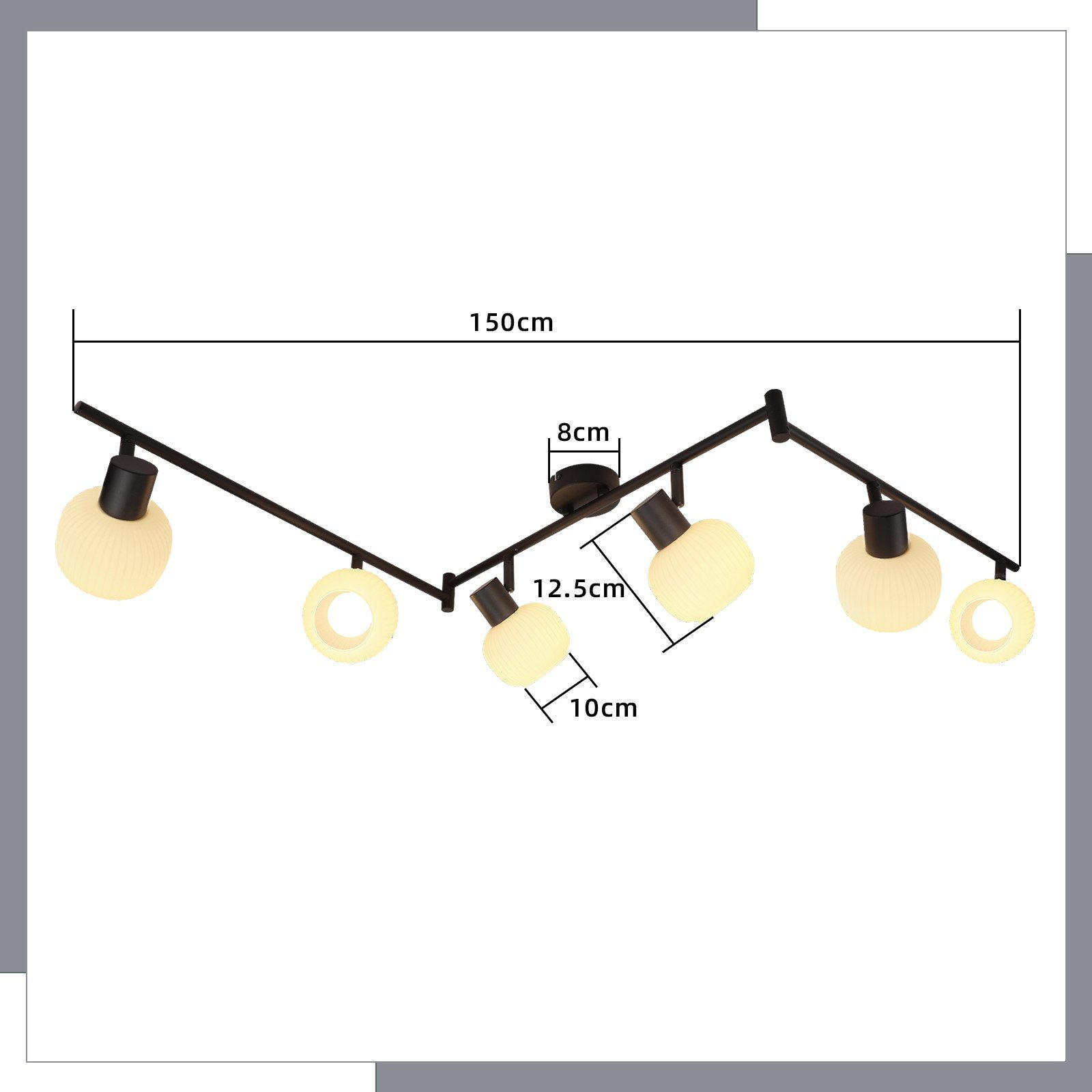 Thumbnail - ZMH Deckenstrahler, Schwarz, Metall, Vintage, 10x17.5x150 cm, Lampen & Leuchten, Innenbeleuchtung, Spots & Strahler, Dec...