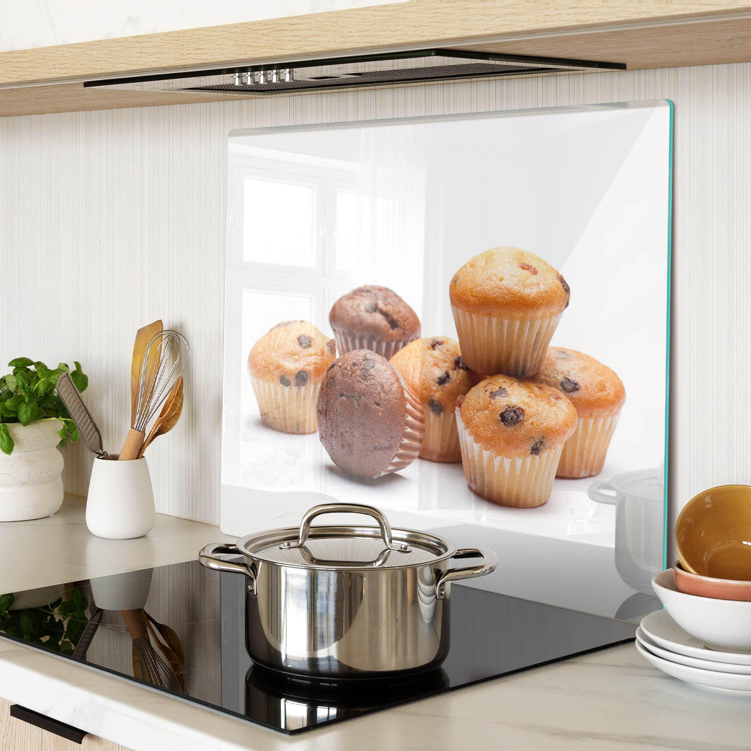 GLASPLATTE 60x52 cm Muffins - Braun, Glas (60/0.4/52cm) - TULUP