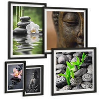 BILDER SET 5er Set - 50x50 cm & 20x30 cm & 40x60 cm Schwarzer Rahmen - Blumen in Vasen als Dekoration - Schwarz, Kunststoff (40/60cm) - TULUP
