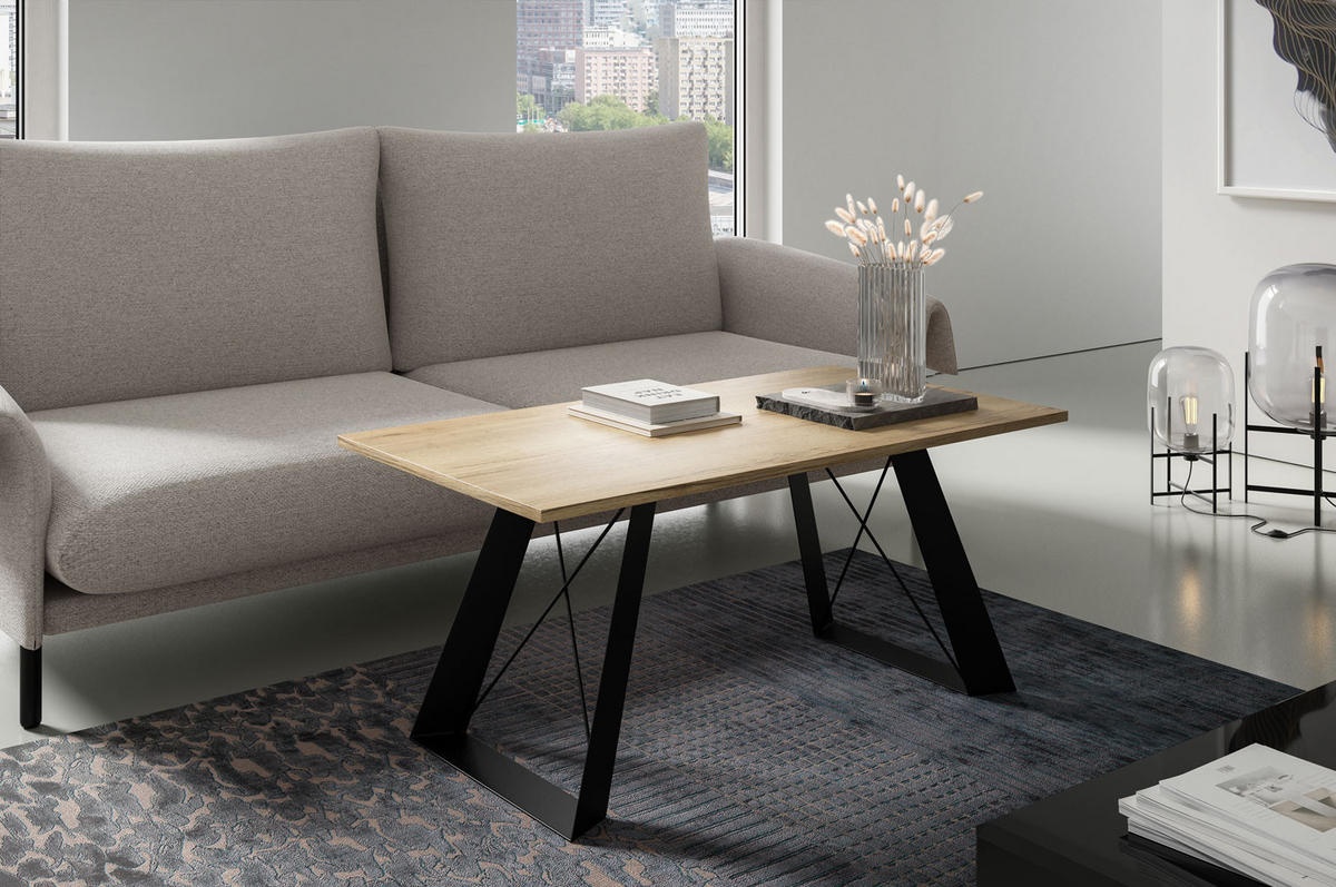 COUCHTISCH Satis Halifax Eiche Natur / Schwarz 110 / 60 / 50cm - Alteiche/Schwarz, Holz/Holzwerkstoff (60/110/50cm) - Feldmann-Wohnen