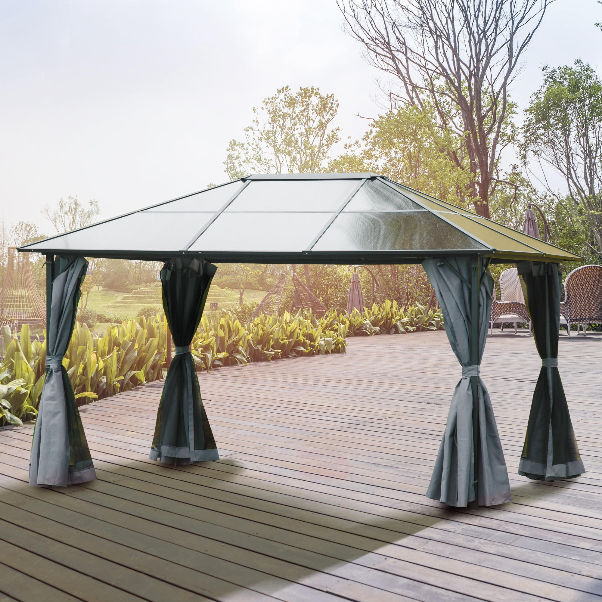 PAVILLON, Grau, 300L x 300B x 265H cm/300L x 400B x 265H cm, Alu, Polyester - Grau, Metall (400/265/300cm) - Outsunny