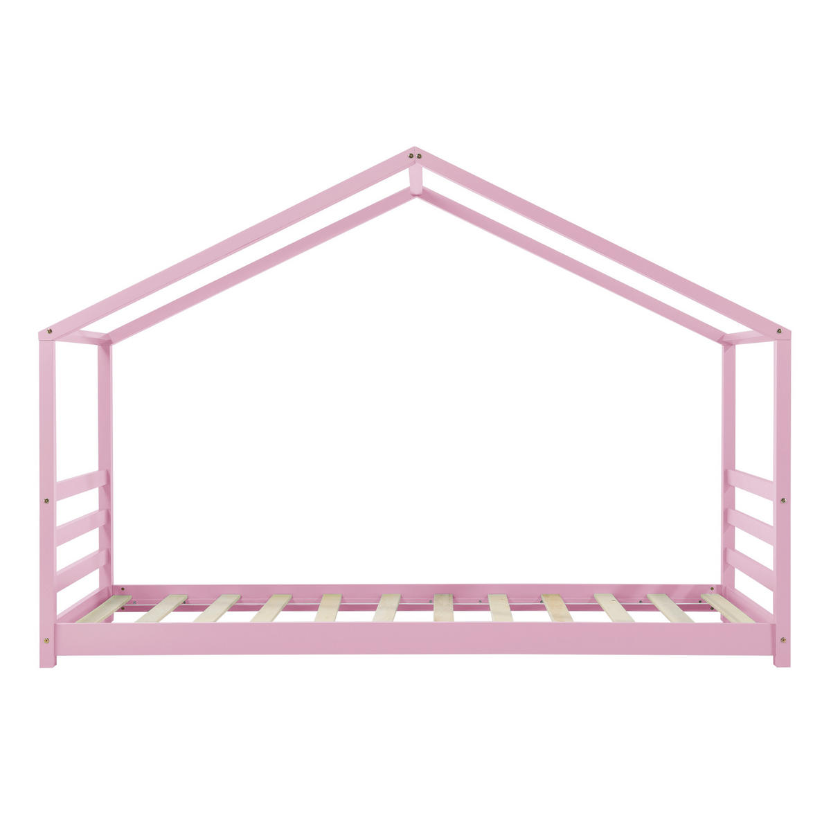 HAUSBETT Vardø mit Matratze - Rosa, Holz/Textil (90/200cm) - [en.casa]