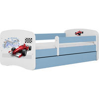 KINDERBETT Emily mit Schublade und Matratze, Blau 70x140 cm - Blau/Kirschrot, Holzwerkstoff (140/70cm) - WFL GROUP