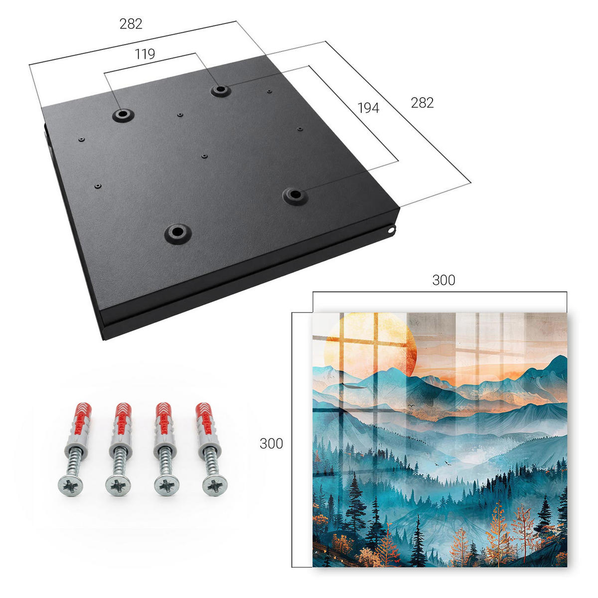 SCHLÜSSELBOX Schwarz 30x30 cm- Türöffnung nach rechts - Bergwesten - Türkis, Metall (30/30/5cm) - TULUP