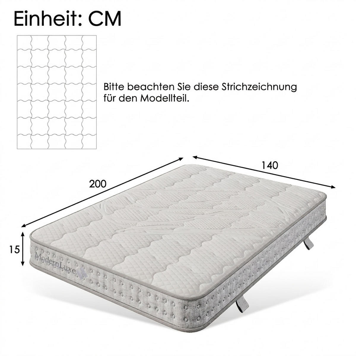 TASCHENFEDERKERNMATRATZE 140/200 cm Weiß H3 - Weiß, Textil (140/200cm) - Oxeza