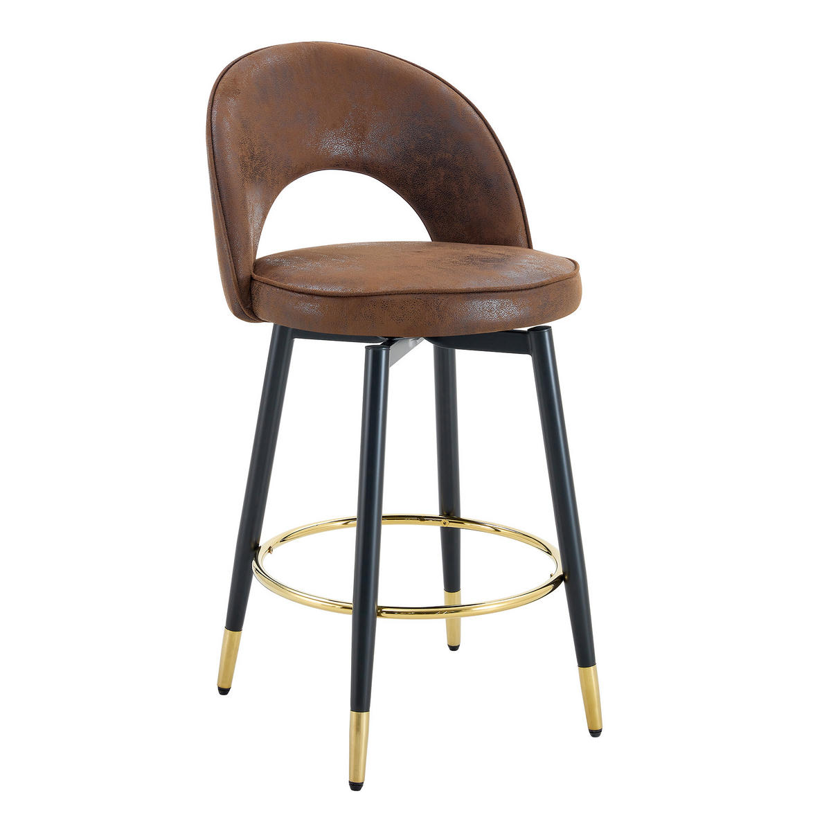 BARHOCKER 2er-Set Braun mit Technologiestoff und 360° Drehbar - Braun, Metall (47.4/92/44cm) - PANGIVO