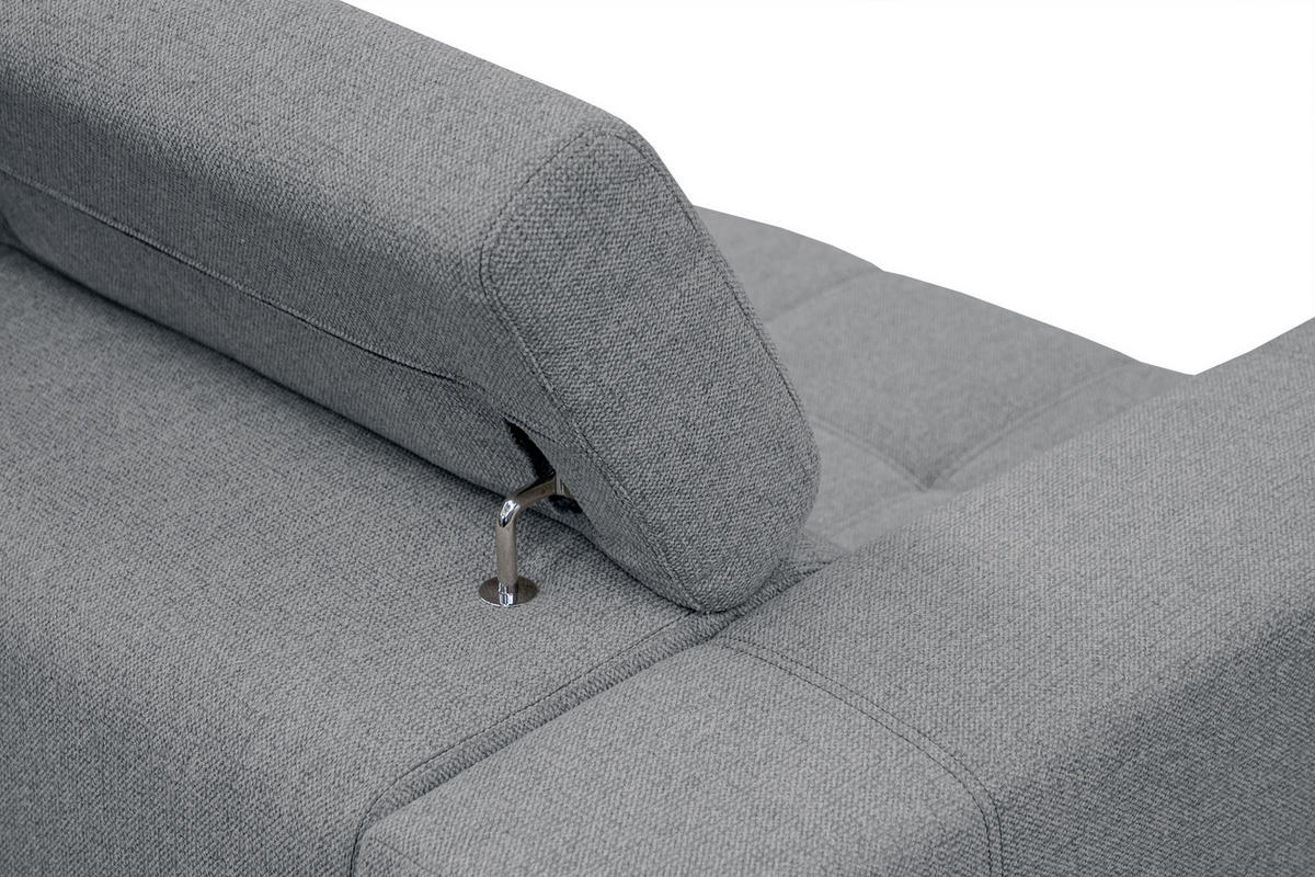 SOFA QUARTZ 3-Sitzer mit Ausziehsitz, grau - Grau, Holzwerkstoff/Textil (202/80/102cm) - Courtois Laville