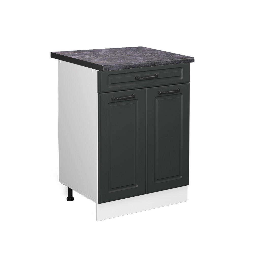 KÜCHENUNTERSCHRANK R-Line Anthrazit Landhaus 60 cm mit Schublade AP Anthrazit - Dunkelgrau/Anthrazit, Holzwerkstoff (60/81.6/60cm) - Vicco