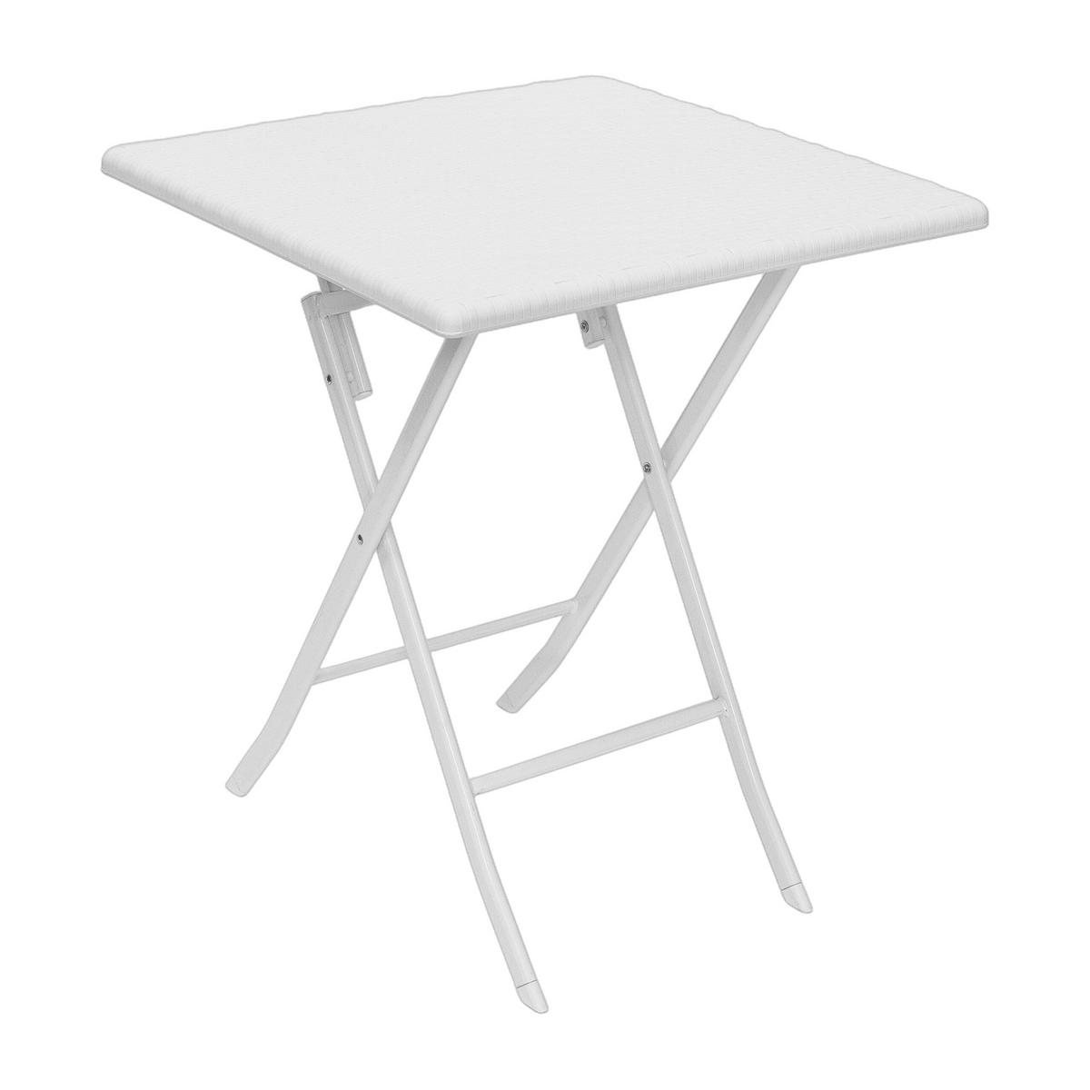 GARTENTISCH - Weiß, Kunststoff/Metall (61.5/61.5/74cm) - Relaxdays