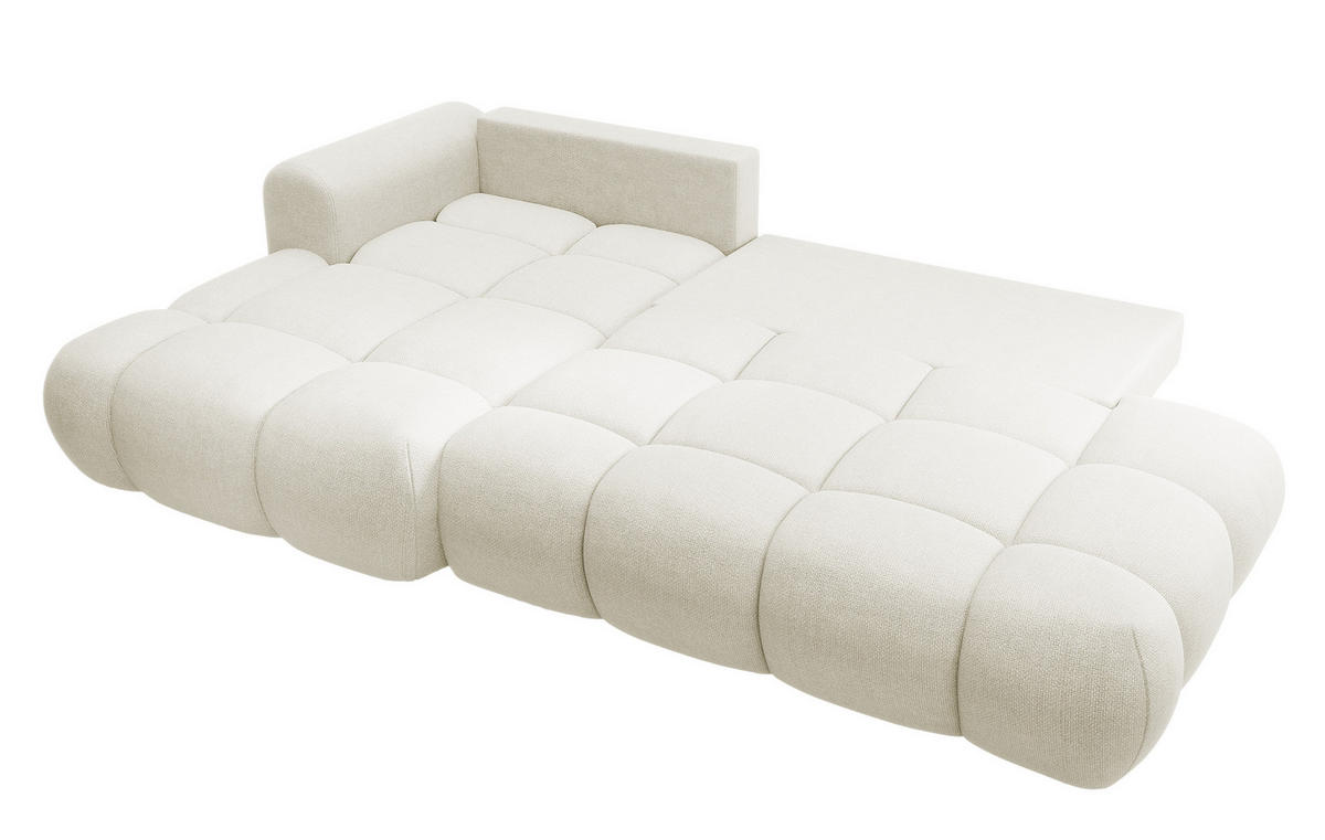 ECKSOFA Ombo Cremeweiß Chenille 280 cm - Creme/Schwarz, Kunststoff/Textil (284/167cm) - Selsey