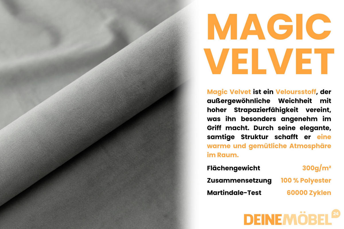 POLSTERBETT BEN 160/200 in Velours Grau - Grau, Holz/Holzwerkstoff (160/200cm) - Deine Möbel 24