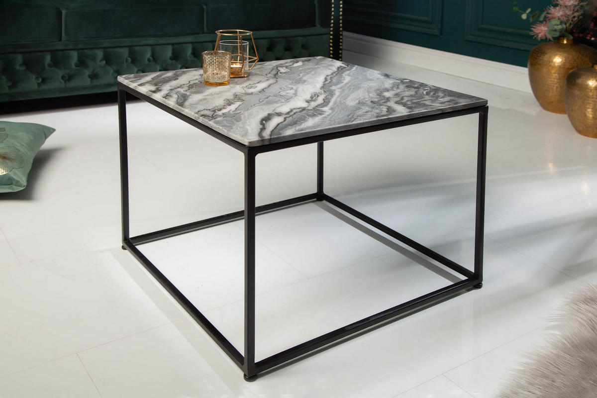 COUCHTISCH ELEMENTS Stein Grau 50 cm - Schwarz/Grau, Stein/Metall (50/50/41cm) - riess-ambiente