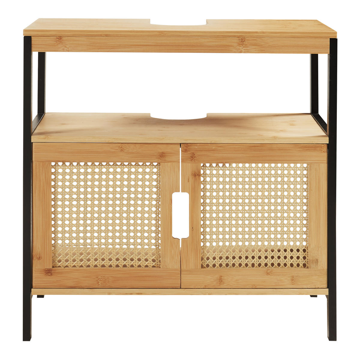 BADUNTERSCHRANK Tervola - Schwarz/Naturfarben, Holzwerkstoff (60/60/35cm) - [en.casa]
