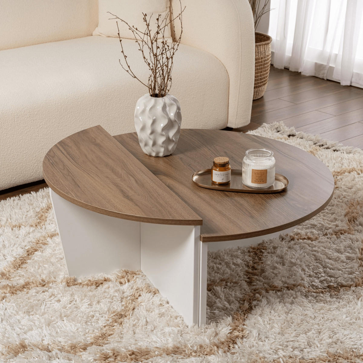 COUCHTISCH orion Noyer - Weiß, Holzwerkstoff (9.5/90/35cm) - Calicosy