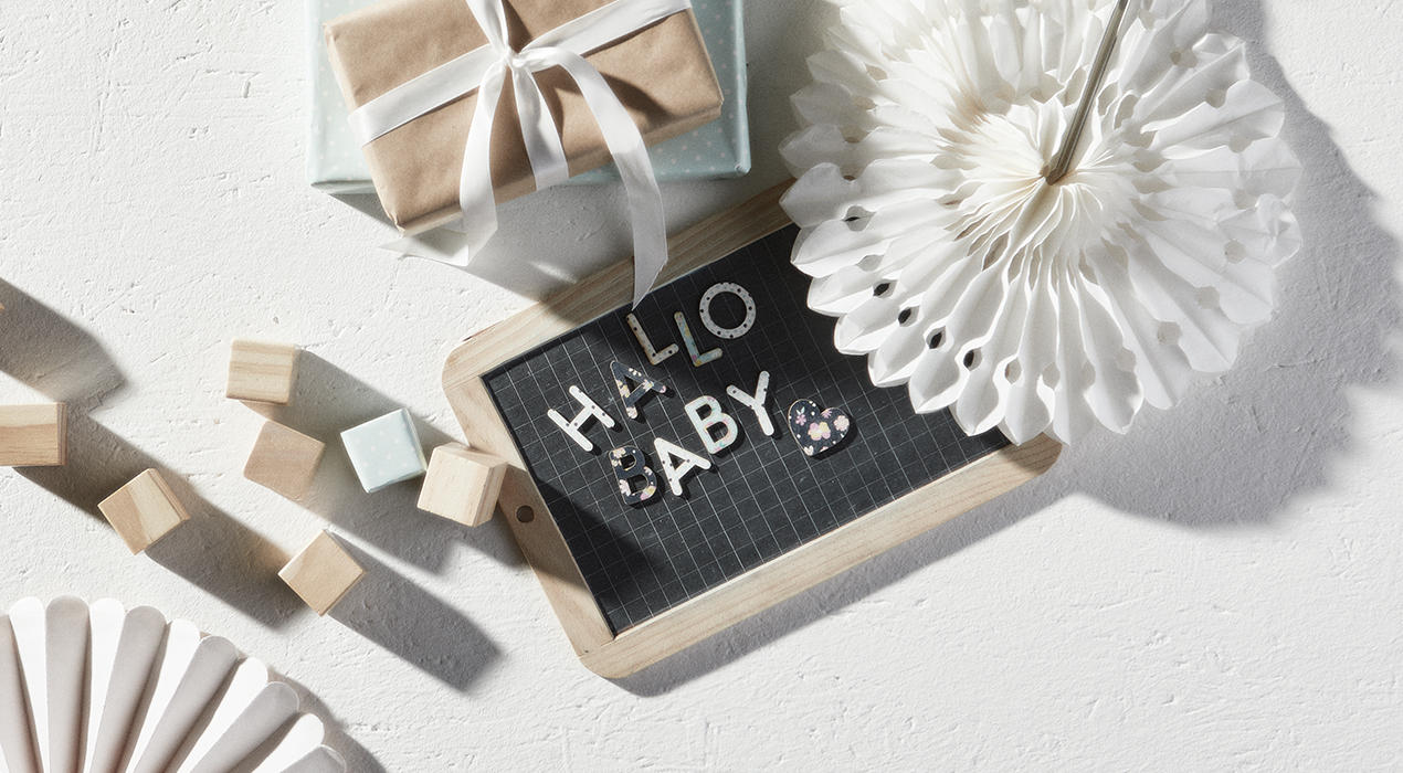 Baby Geschenkeshop Tafel "Hallo Baby"