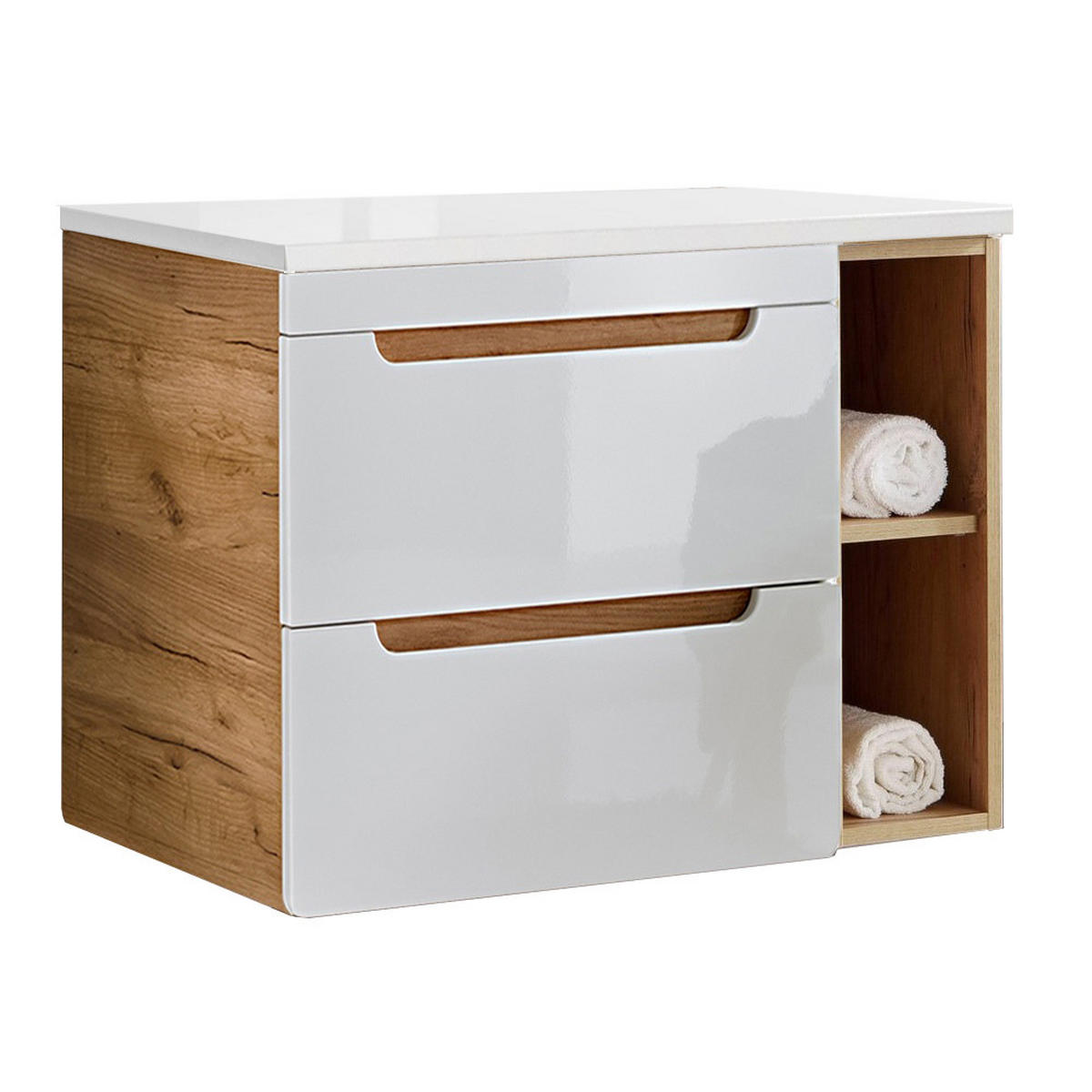 WASCHBECKENSCHRANK Luton-56 - Weiß, Holzwerkstoff (81/62/46cm) - Lomado