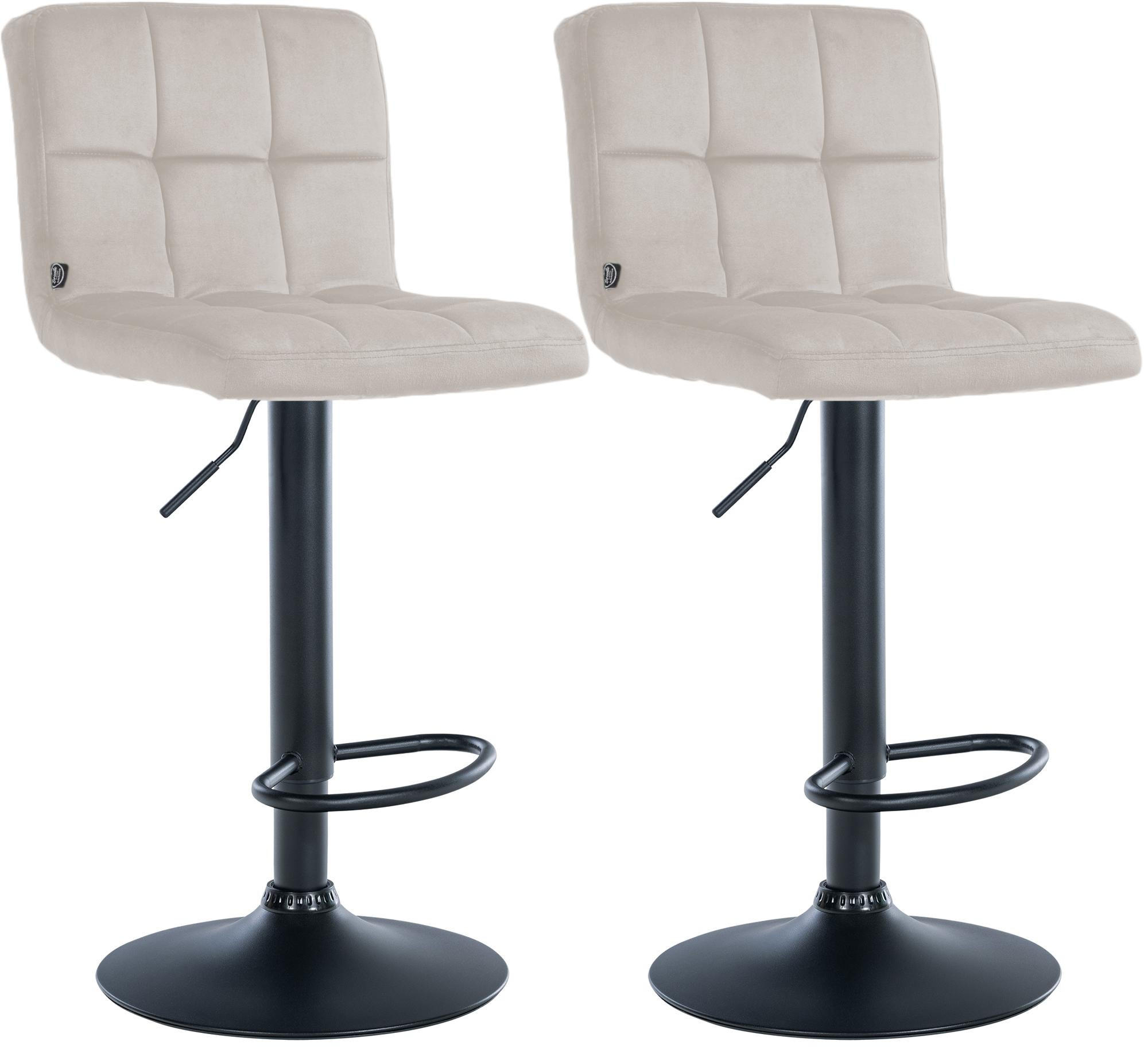BARHOCKER 2er Set Samt creme - Creme/Schwarz, Textil/Metall (46/94/47cm) - CLP