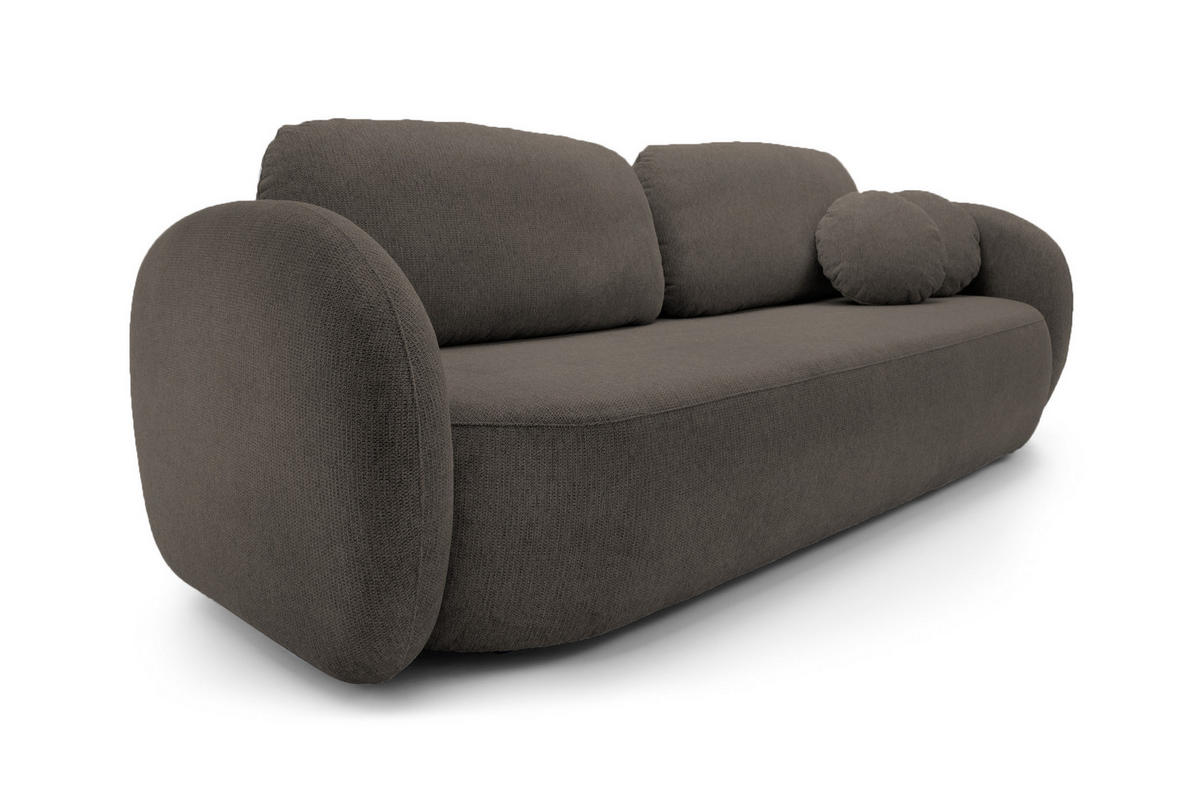 SOFA OLIO - Aragon, Mit Schlaffunktion Und Bettkasten, Bonell-Taschenfederung, lose Rückenkissen, freistehend, 238x101x86 cm Dark grey - Dunkelgrau, Holz/Textil (238/86/101cm) - DomoHome