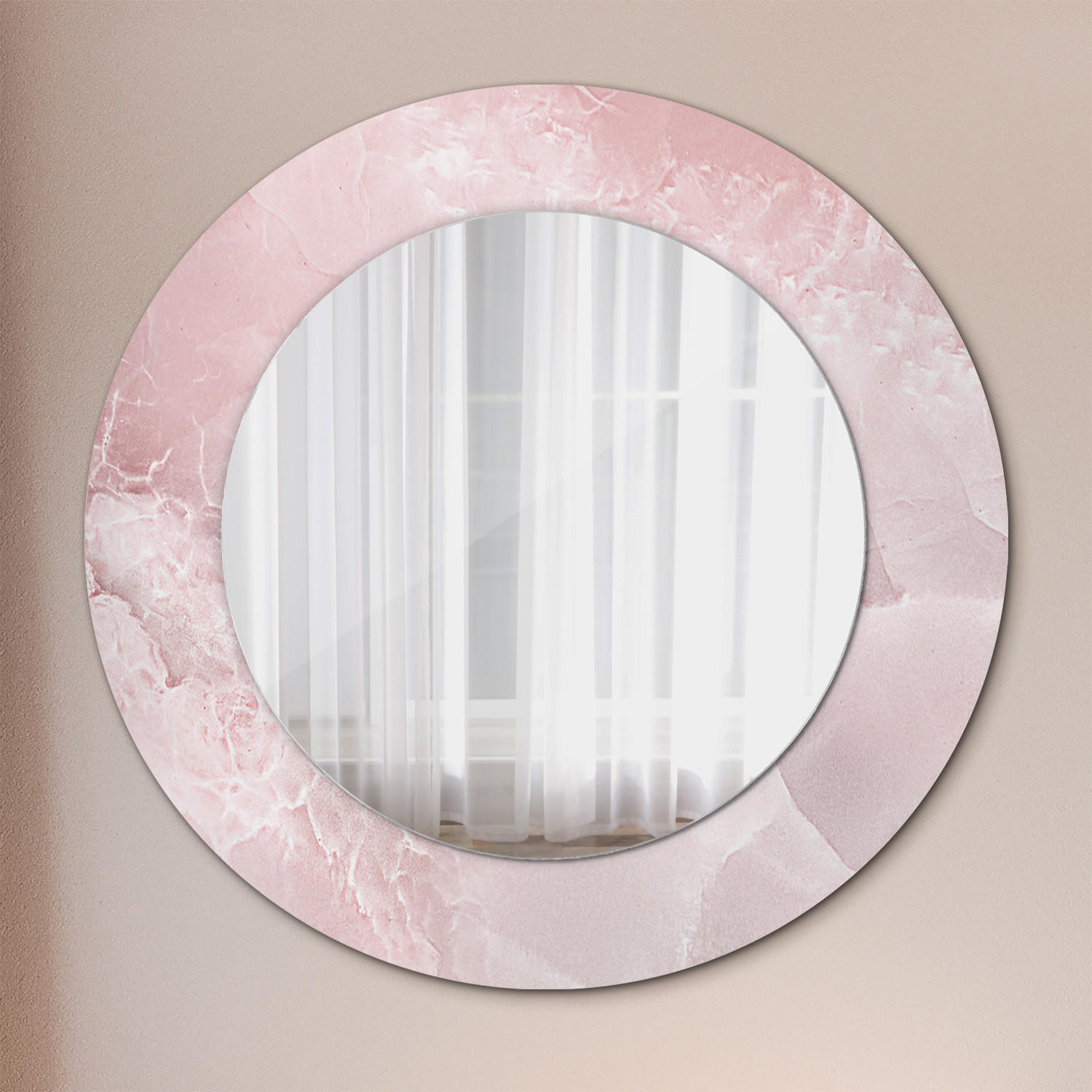 SPIEGEL Ø50 cm Rund mit Aufdruck - Pink, Glas (50/50/0.4cm) - TULUP
