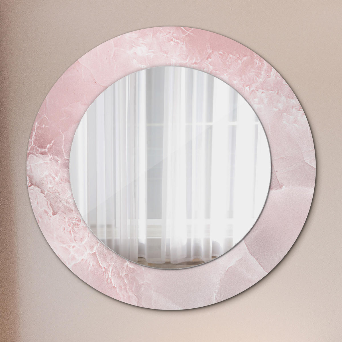 SPIEGEL Ø50 cm Rund mit Aufdruck - Pink, Glas (50/50/0.4cm) - TULUP