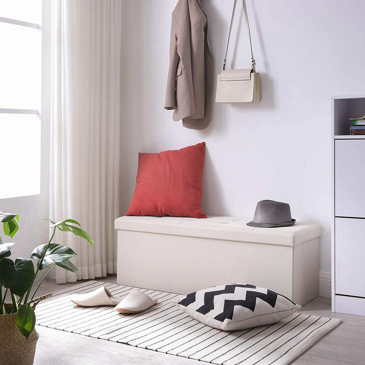 SITZBANK - Beige, Holzwerkstoff (38/38/110cm) - Hansiro