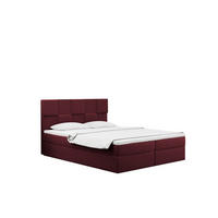 BOXBETT mit Bettkasten und Matratze CLARA Stoff Velvet Rotwein 180x200 cm H2-Pocket - Rot, Holz (180/200cm) - Kaiser Möbel