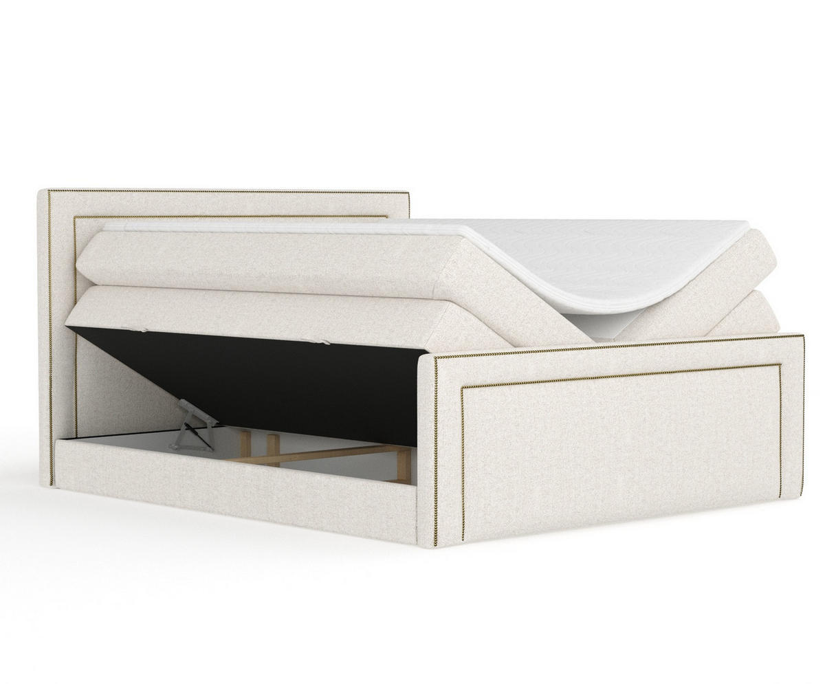 BOXSPRINGBETT Luxora Beige 200/200 cm - Beige/Schwarz, Holz/Holzwerkstoff (200/200cm) - Maison de Reve