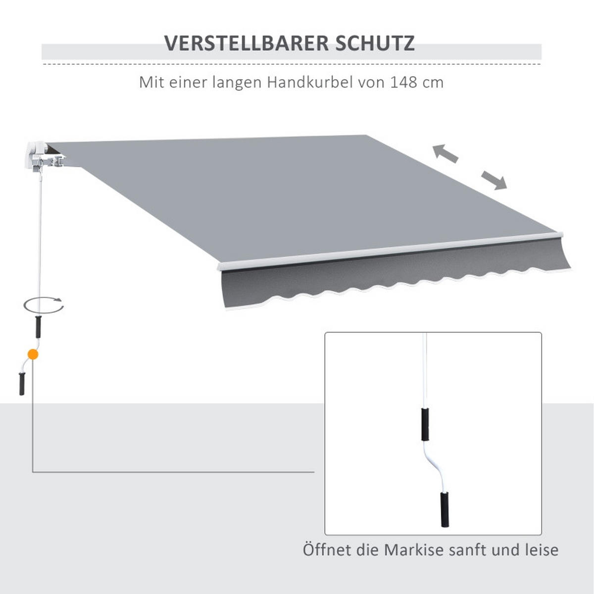 MARKISE 3,95x2,45 m einfahrbar grau weiß - Weiß, Metall (395/350/245cm) - Fortuna Lai