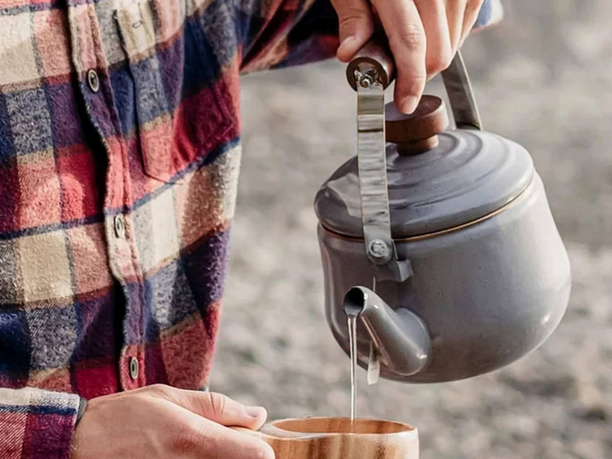 TEEKANNE Emaille slate grey (grau gesprenkelt) 1,5L - Grau, Metall (1.5L) - BAREBONES