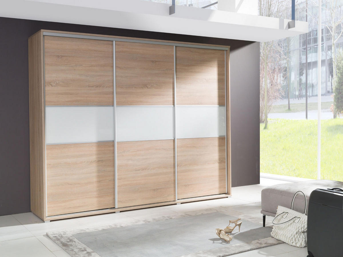 SCHIEBETÜRENSCHRANK - Kleiderschrank FLO - Sonoma Eiche - Sonoma Eiche, Holzwerkstoff (277/225/65cm) - Möblo