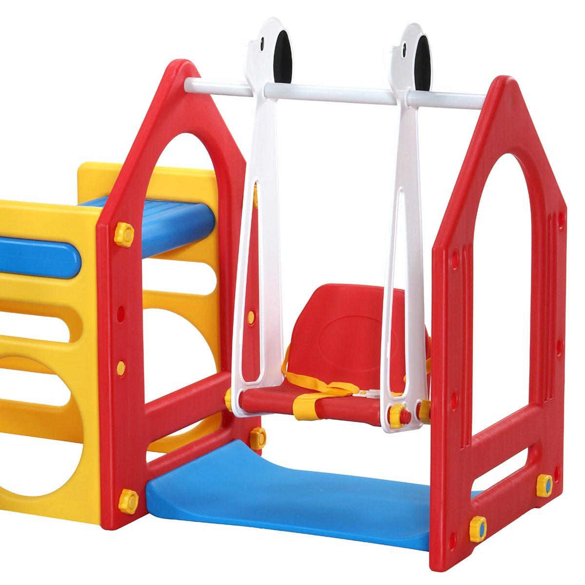 SPIELHAUS mit Baby-Rutsche und Schaukel 155/135 cm Bunt - Multicolor, Kunststoff (155/102/135cm) - Littletom