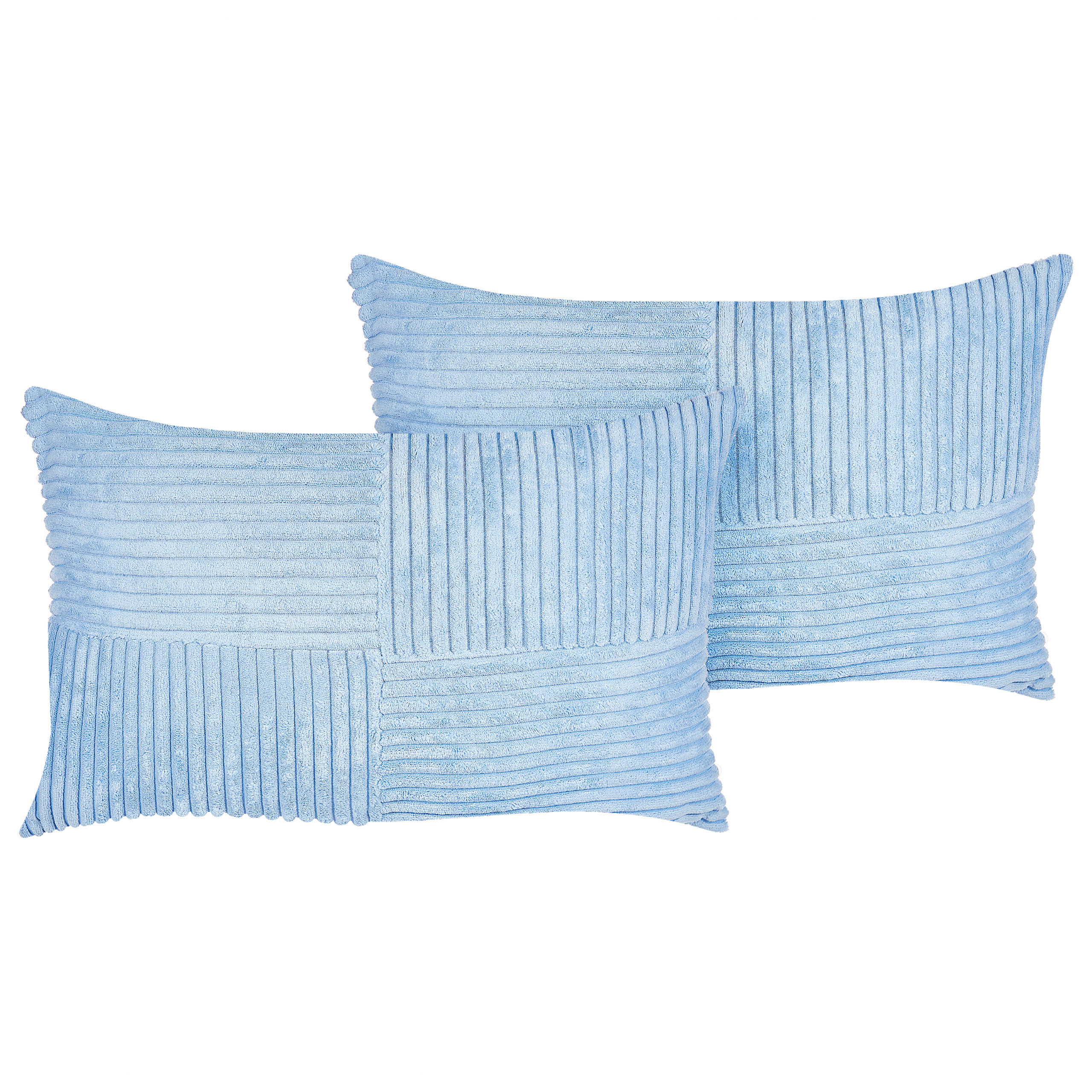 DEKOKISSEN CORD 2er-Set Blau 43/43 cm Millet - Blau, Textil (43/43cm) - Beliani