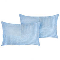 DEKOKISSEN CORD 2er-Set Blau 43/43 cm Millet - Blau, Textil (43/43cm) - Beliani