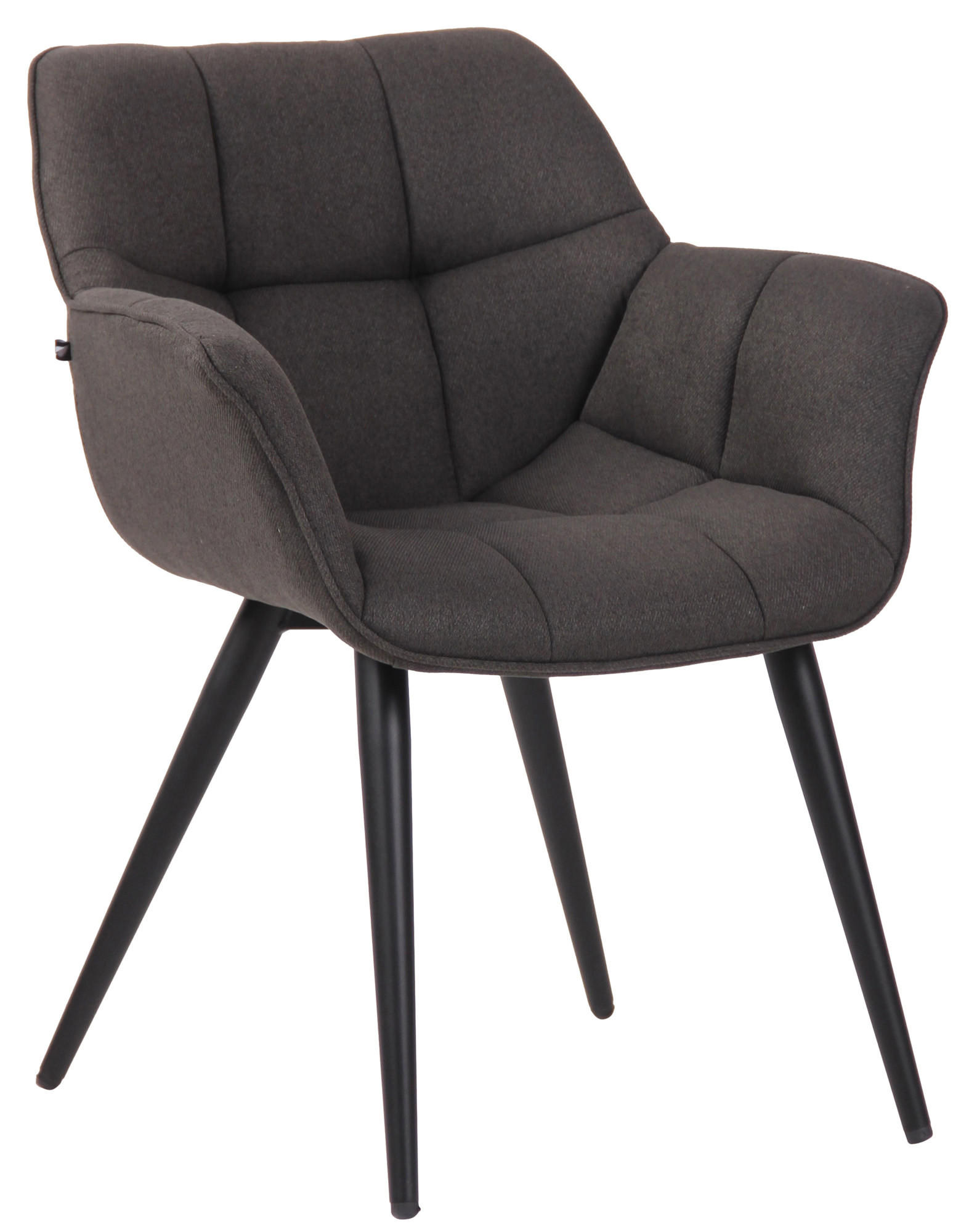 ESSZIMMERSTUHL Rosini Stoff, Gestell Metall matt Schwarz Dunkelgrau - Dunkelgrau/Schwarz, Textil/Metall (64/84/60cm) - TPFLiving