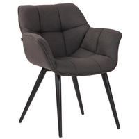 ESSZIMMERSTUHL Rosini Stoff, Gestell Metall matt Schwarz Dunkelgrau - Dunkelgrau/Schwarz, Textil/Metall (64/84/60cm) - TPFLiving