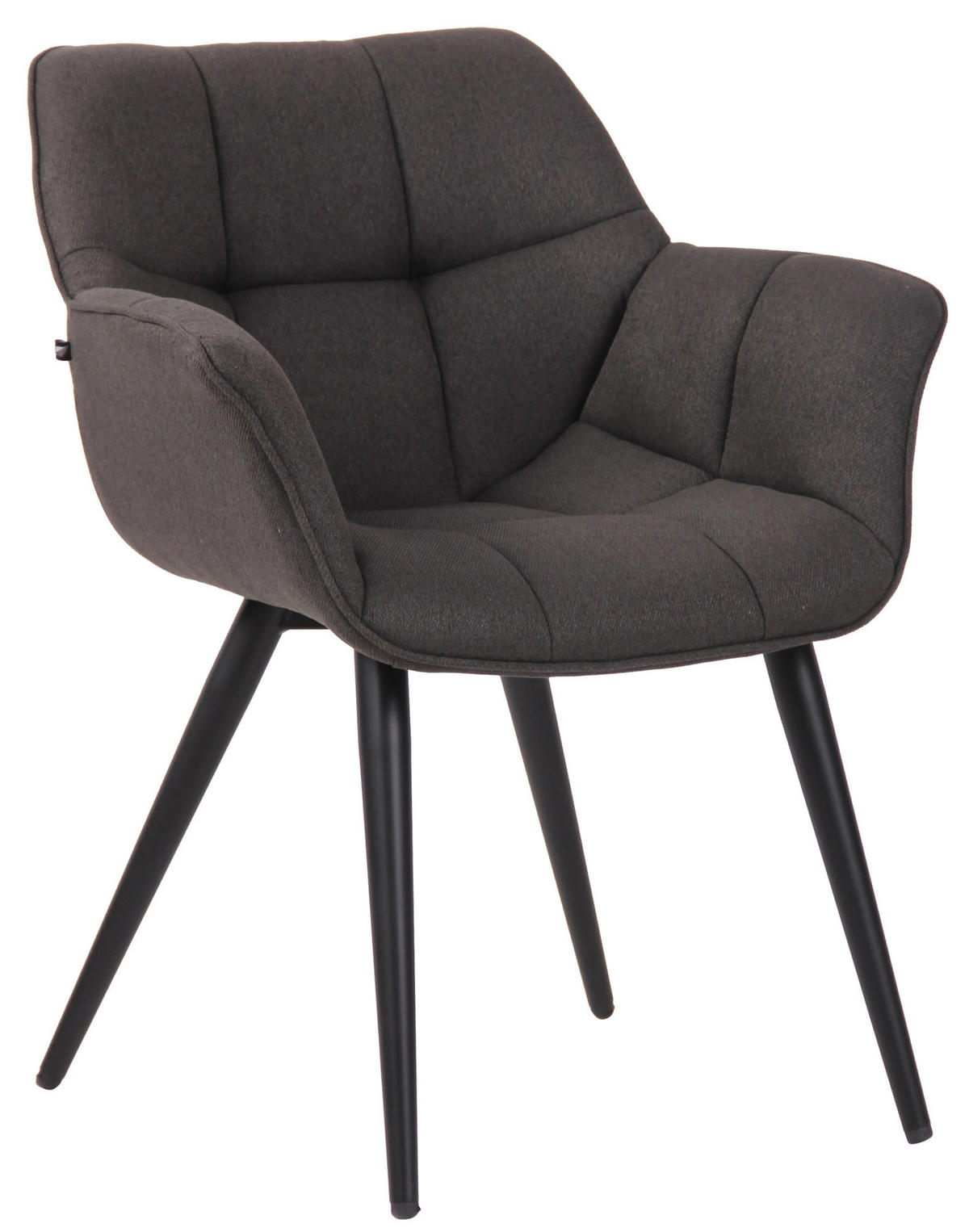 ESSZIMMERSTUHL Rosini Stoff, Gestell Metall matt Schwarz Dunkelgrau - Dunkelgrau/Schwarz, Textil/Metall (64/84/60cm) - TPFLiving