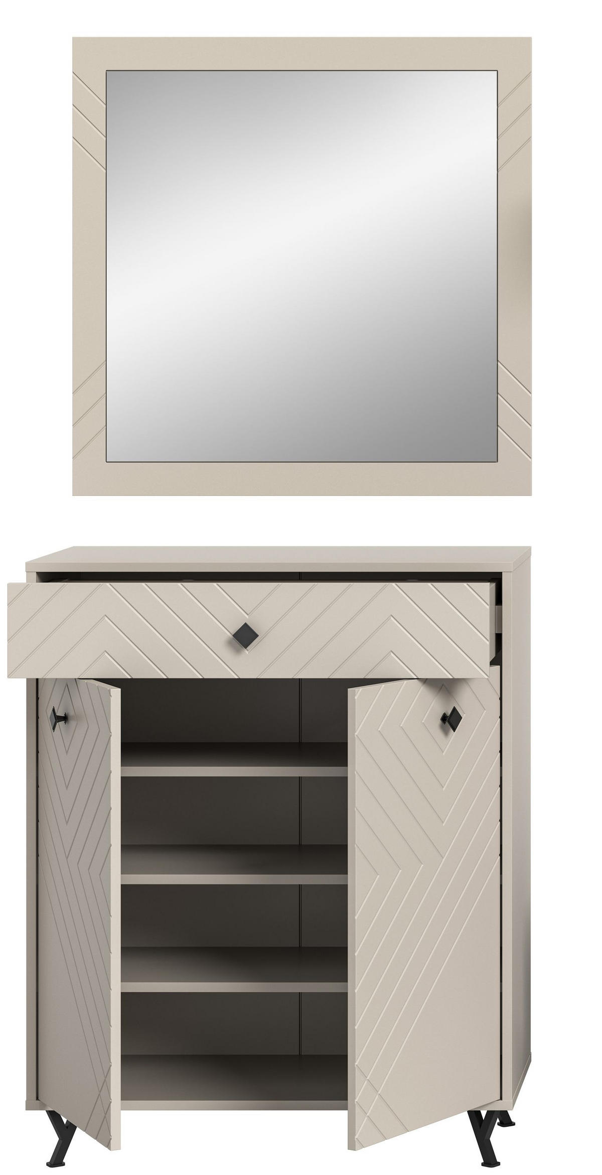 GARDEROBEN-SET NOTES 2-tlg. (B/H/T: ca. 80/190/35 cm) in sandbeige/sandbeige matt - Sandfarben, Holzwerkstoff (80/190/35cm)