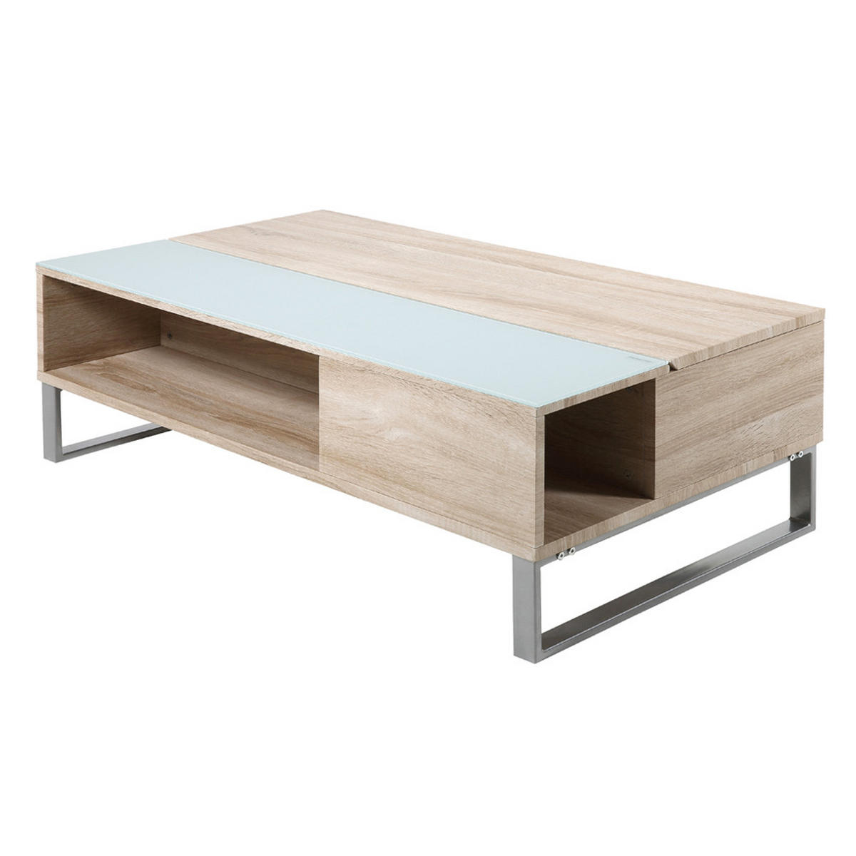 COUCHTISCH Kostrena in Sonoma Eiche 110/60 cm - Beige/Silberfarben, Holzwerkstoff/Metall (110/60/35cm) - Selsey